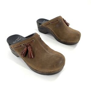 Dansko Brown Leather Mules with Tassels